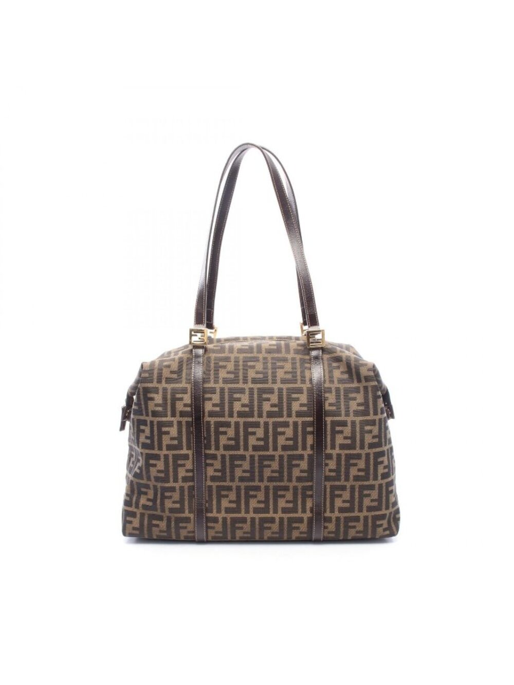 Fendi Shoulder Bag Zucca Brown Canvas Leather